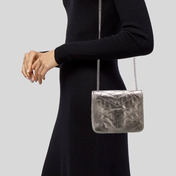 SAINT LAURENT MINI Niki Quilted Metallic Leather Shoulder Bag - Picture 16 of 16
